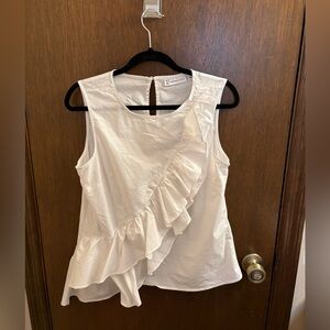 New York & Company white ruffle blouse